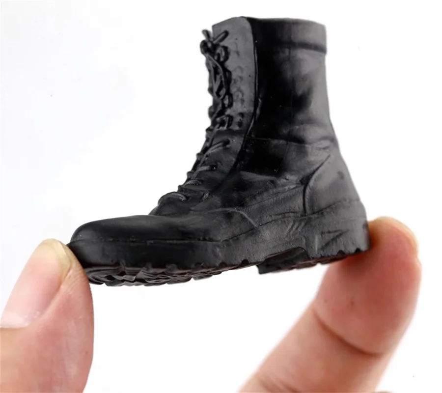 YYDS 1/6 Soldier Black High Top Shoes Solid Combat Boots Model For 12'' Action Figure Body In Stock
