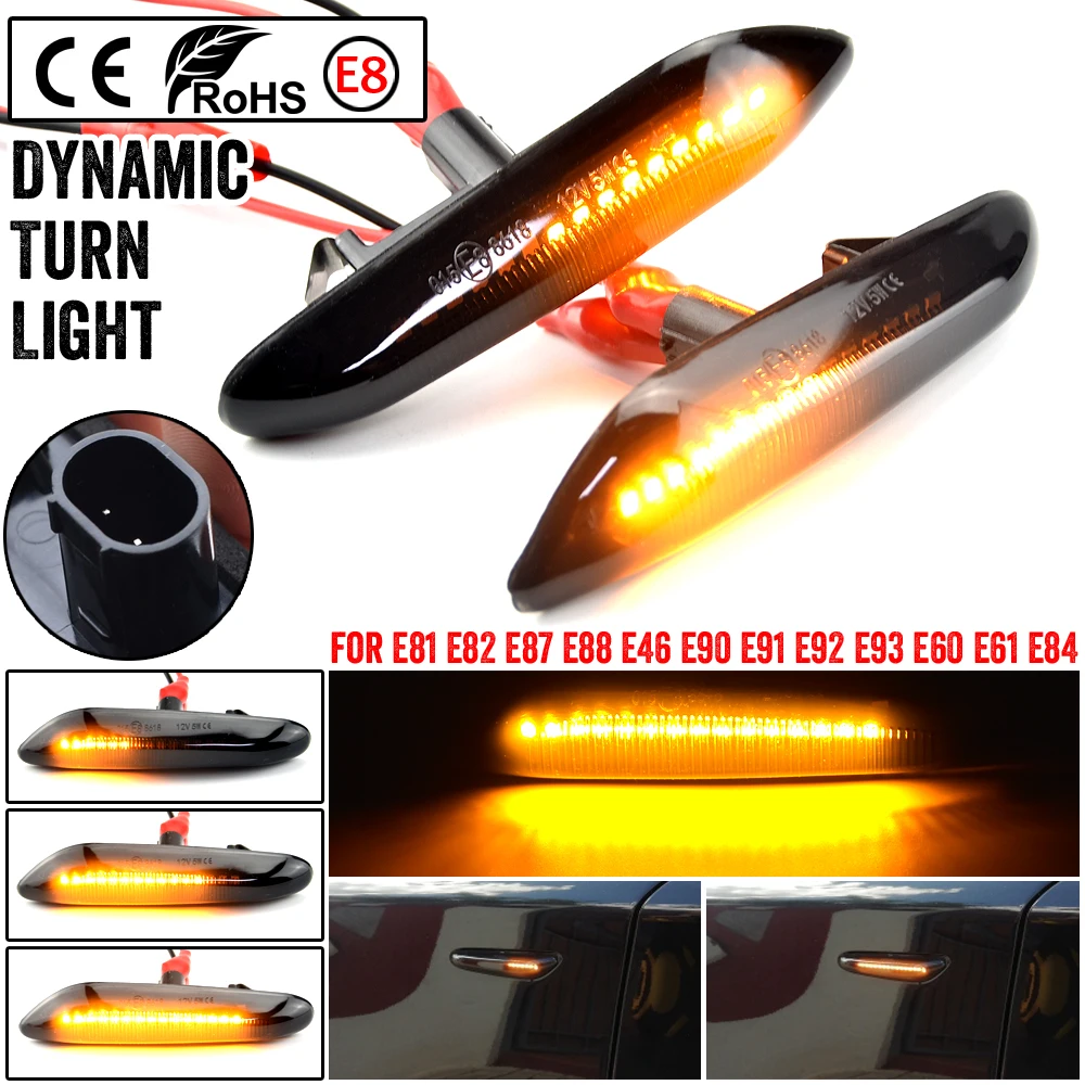 Sequential Flashing LED Turn Signal Side Marker Light For BMW E60 E61 E90 E91 E87 E81 E83 E84 E88 E92 E93 E82 E46 1 3 5 series