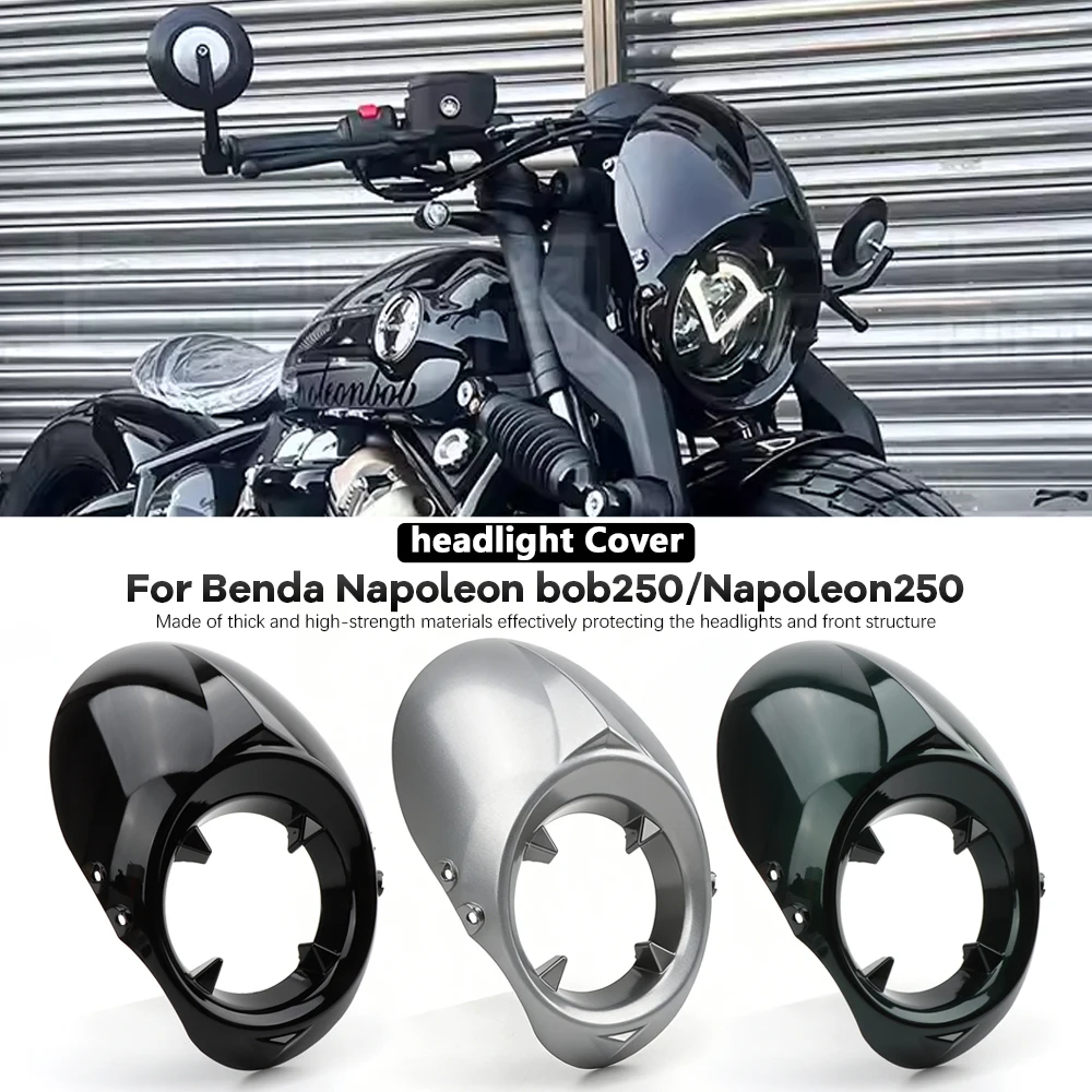 Motorcycle Retro headlight Cover Windshield Front Headlight Fairing Round Head hood cover For Benda Napoleon bob250/Napoleon250