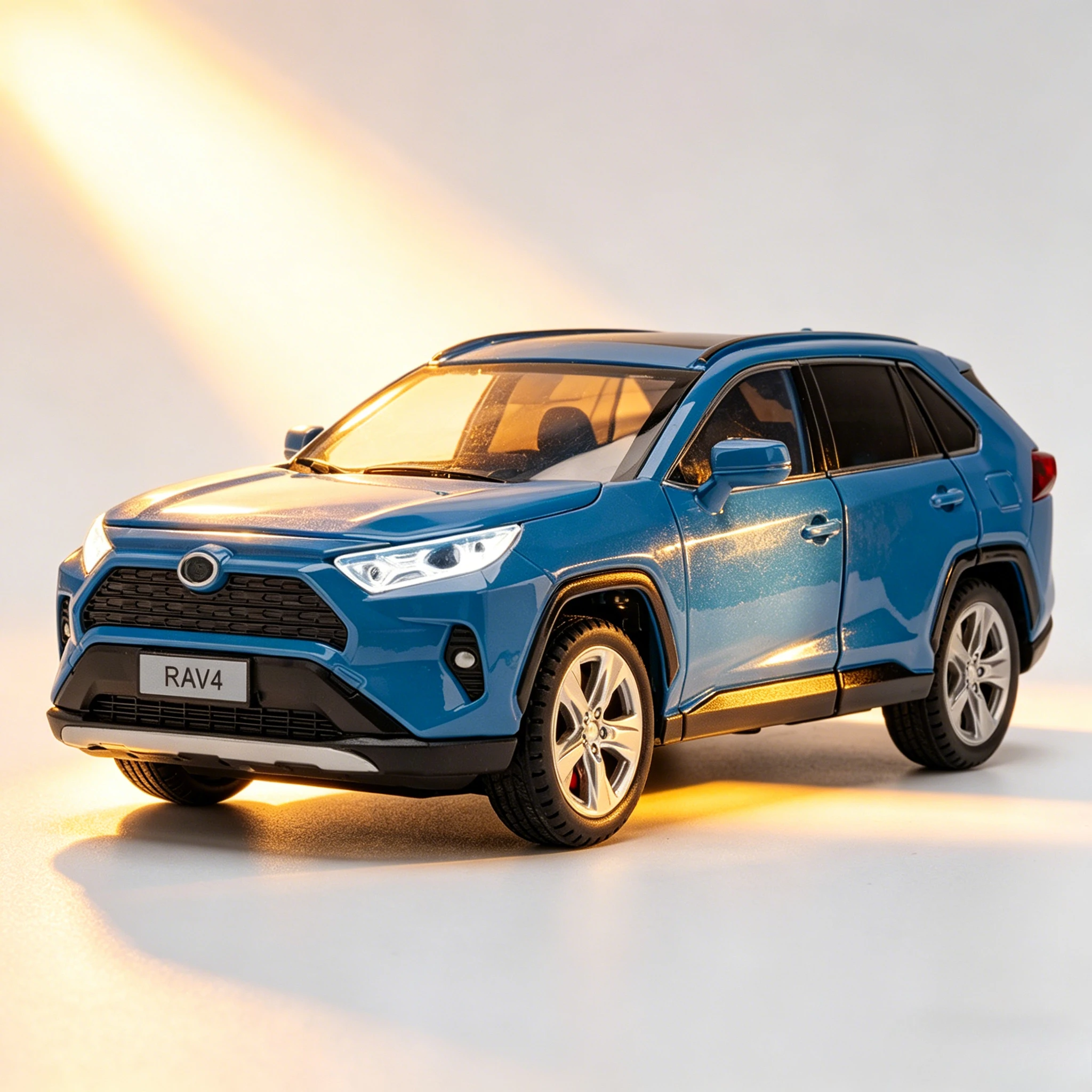 

1:24 RAV4 SUV Alloy Car Model Diecast Metal Toy Vehicles Car Model High Simulation Sound and Light Collection Kids Gifts