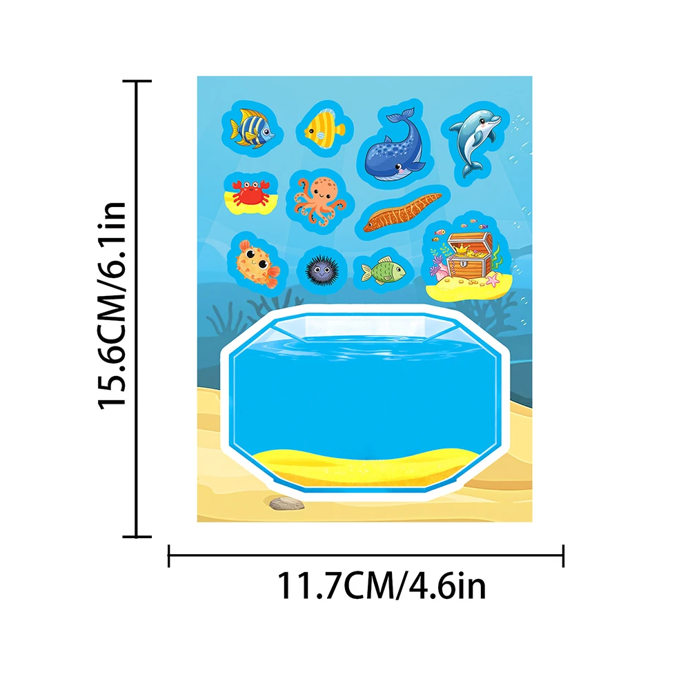 Autocollants de Puzzle de dessin animé pour aquarium, 8/16 feuilles, drôles et créatifs, faites votre propre à assembler, autocollants éducatifs pour enfants, cadeau de fête