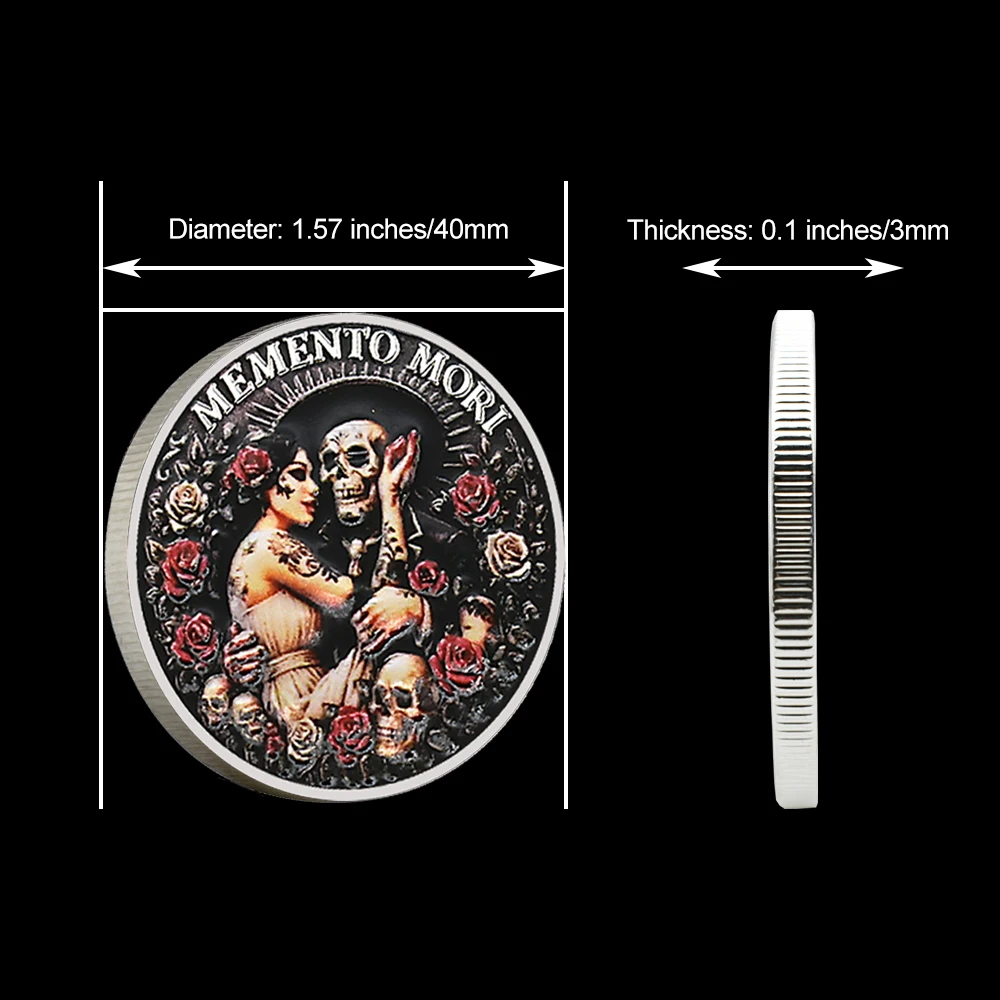 Memento Mori Coin Challenge Coin Commemorative Token Heart Skull Metal Collectible Gift Souvenir
