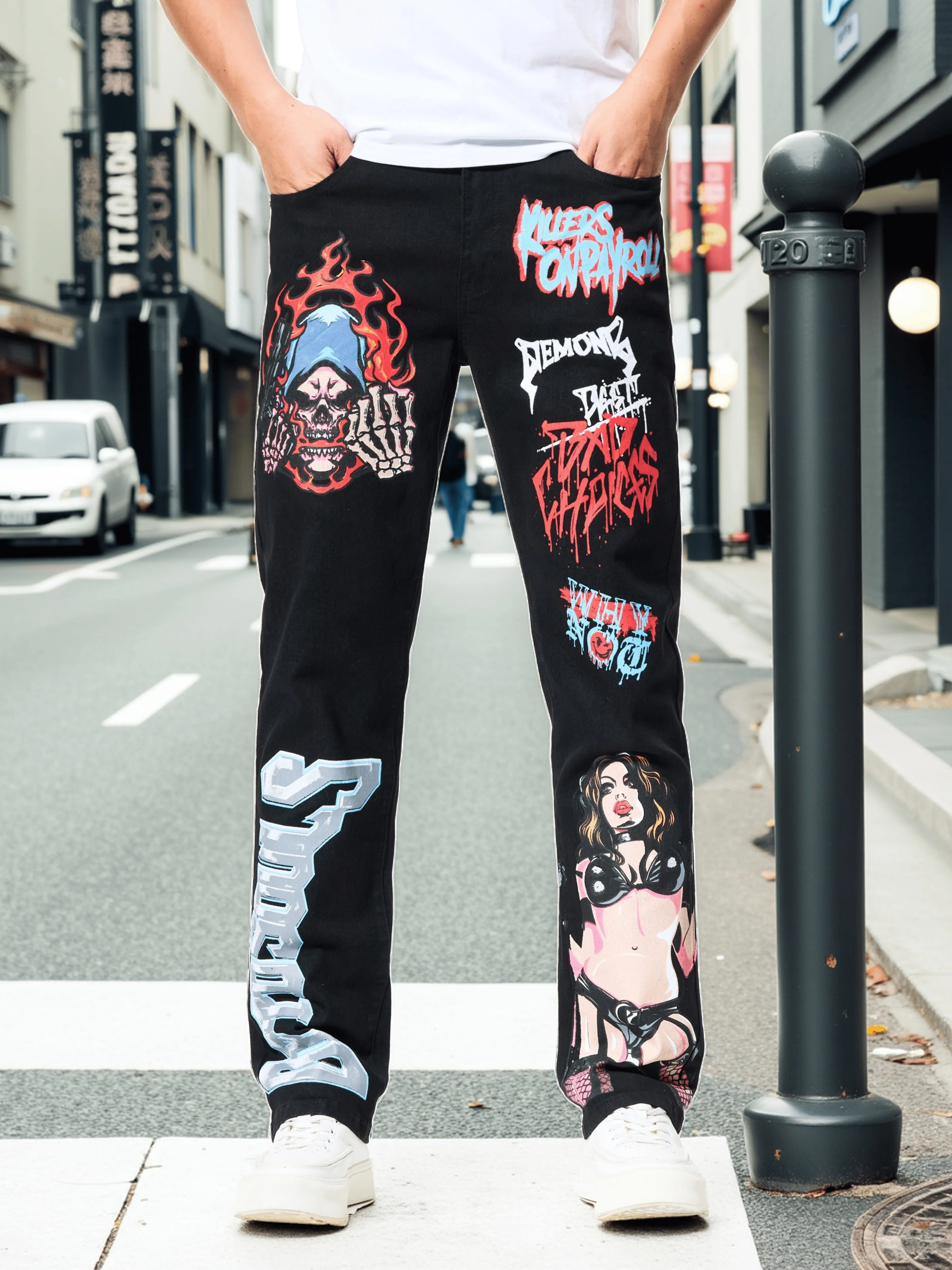 

New fashion fashion is popular straight men's jeans