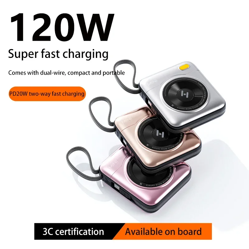باور بانك شحن سريع 100000 مللي أمبير في الساعة مع خط مزدوج كاميرا صغيرة مدمجة نمط شحن سريع بنك طاقة متنقل لهاتف Xiaomi iPhone17