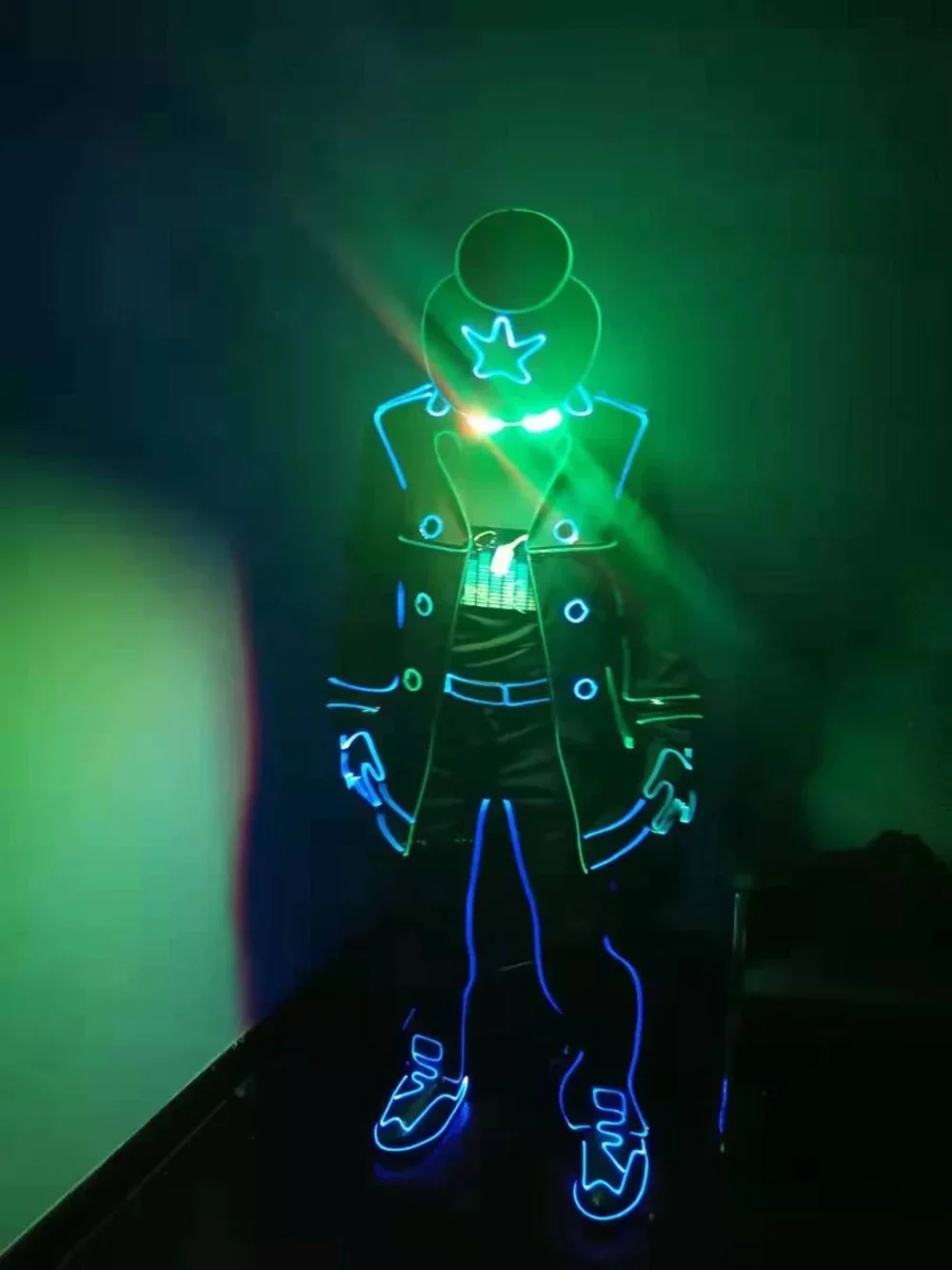 Led Dance Performance Costume Suit Optic Fiber Light Up Performance Outfit Costume for Men