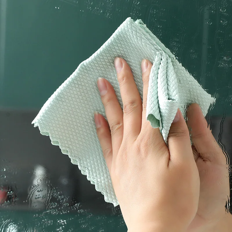 Microfiber Towels Fish Scale Towel Reusable Cloth Anti-Grease Wiping Rags Tableware Wipe Cloth Household Cleaning Cloth Tools