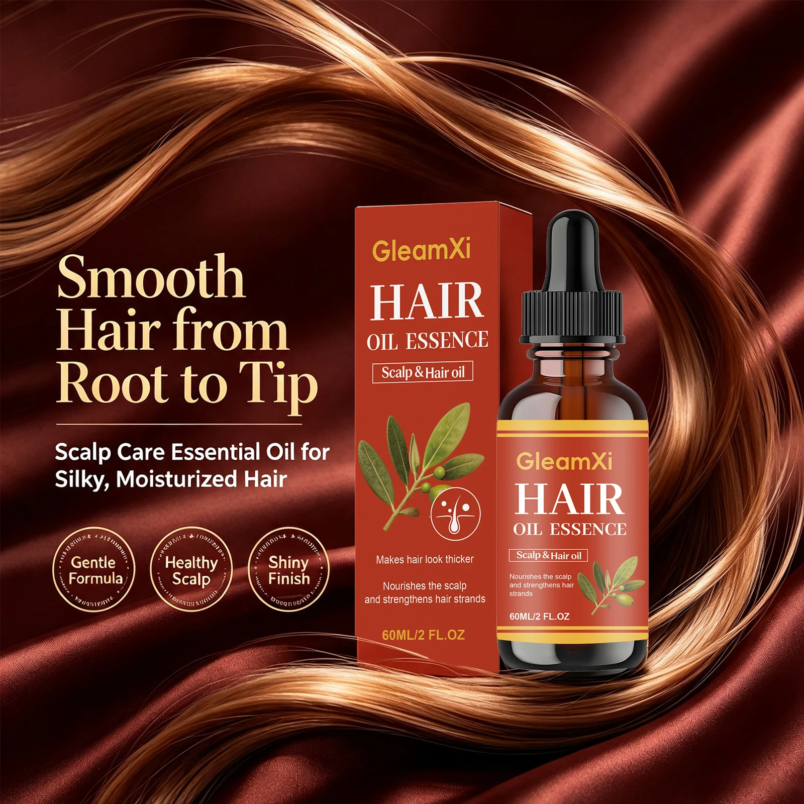 Hair Oil Essence for Hair and Scalp Nourishing Reduce Breakage Strengthen Fragile Hair Strands Smooth Dry Frizzy Hair Care 60ml