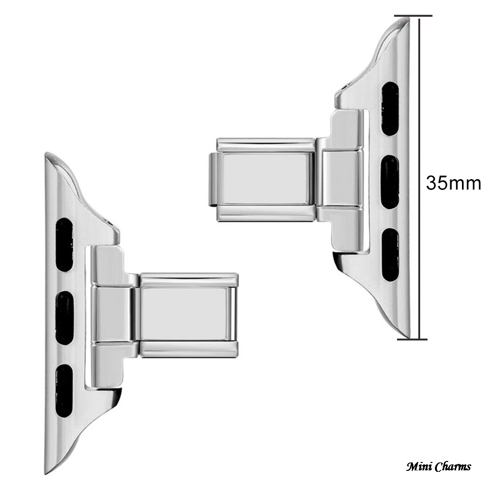 1pair Picture Customized Smart Watch Strap Connector Fit 9mm Italian Charm Stainless Steel Bracelet DIY Making Jewelry Gift