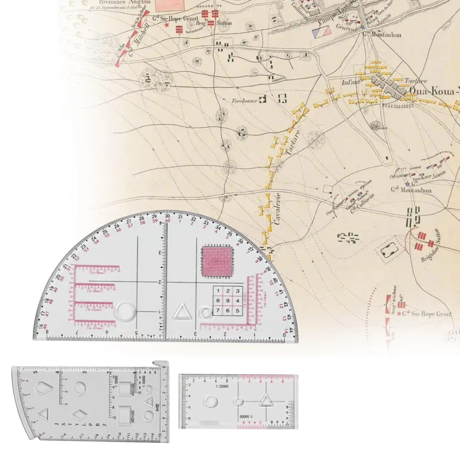 3Pcs Math Protractor Learning Tool Lightweight Measuring Tool Geographic Coordinate Ruler for Office Woodworking Home