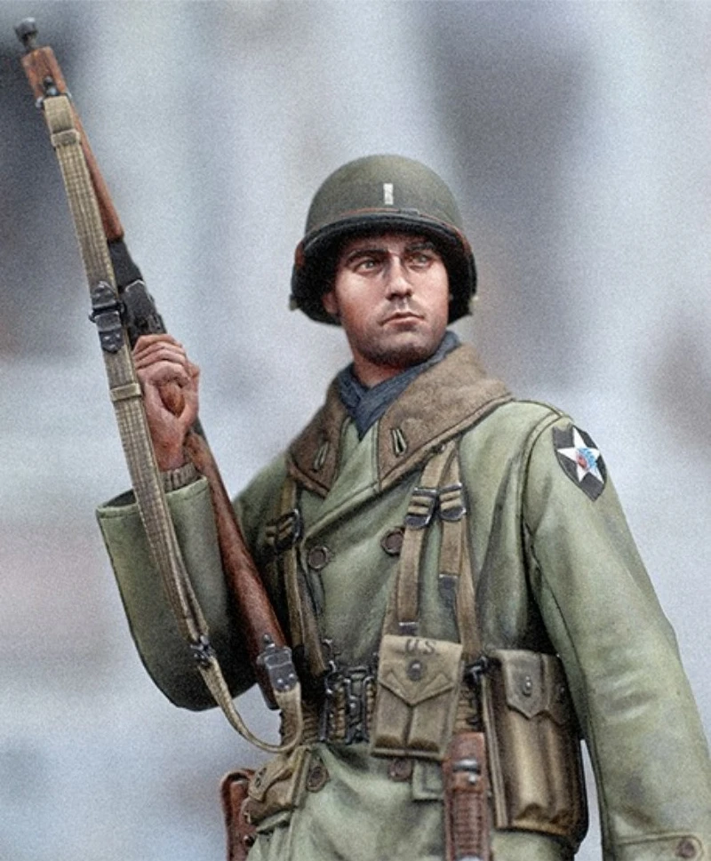 1/16 Scale Die-Cast Resin Figure Model Kit US Infantry (2 Heads) Unassembled and Unpainted