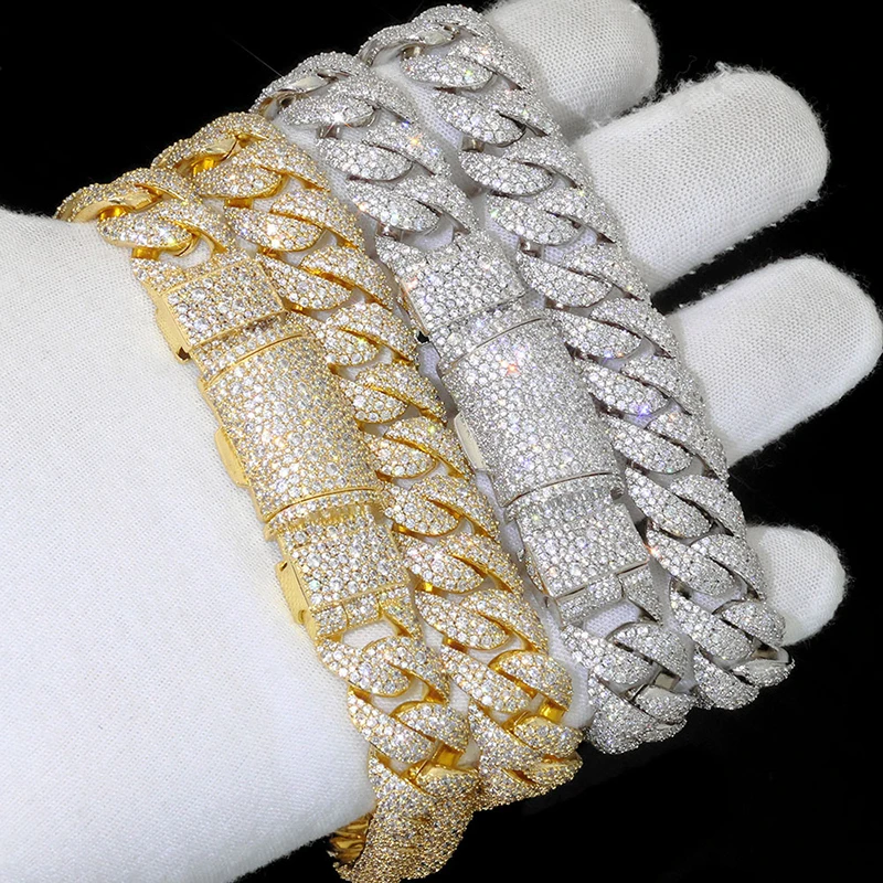 

Хип-хоп 5A+ CZ Stone Paved Bling Iced Out 14 мм Круглые кубинские цепочки в виде звеньев Майами для мужчин, рэперские украшения, цвет: золото, серебро