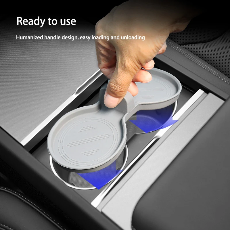 ل تسلا ModelY Juniper Model3 هايلاند كأس الماء حصيرة التحكم المركزي كوب سيليكون حصيرة مقاوم للماء المضادة للانزلاق الملحقات الداخلية #4