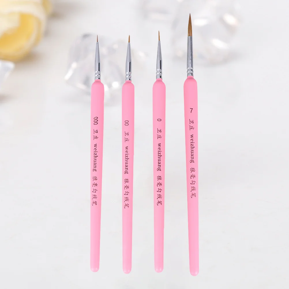 مجموعة فرش طلاء تفاصيل مكونة من 4 قطع من شعر الذئب ذو طرف رفيع لطلاء زيتي بألوان مائية من الأكريليك وتفصيل مصغر للفنانين في العمل للأطفال