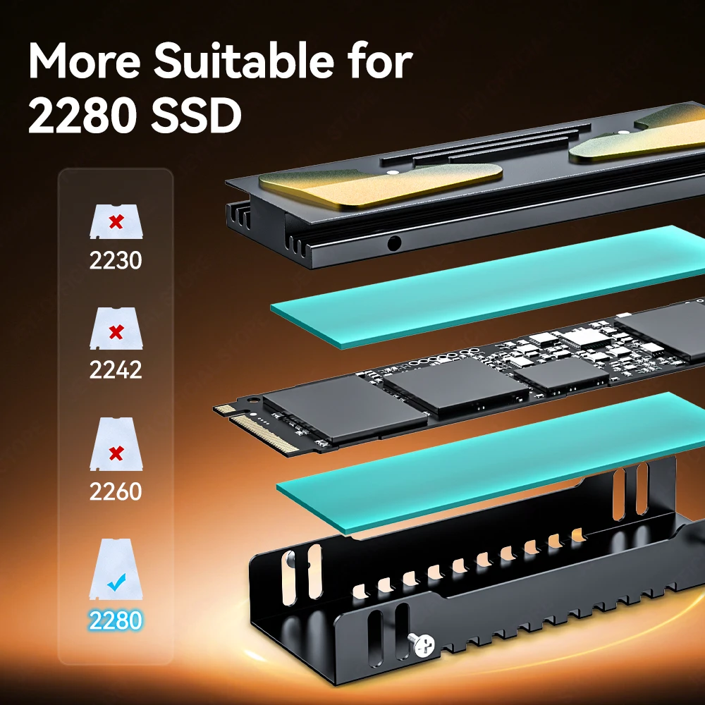 JEYI M.2 2280 SSD Heatsink with Cooling Eyes-Aluminum Radiator for NVMe SSD,High Thermal Ultra-Thin Design for PC/PS5/Laptop