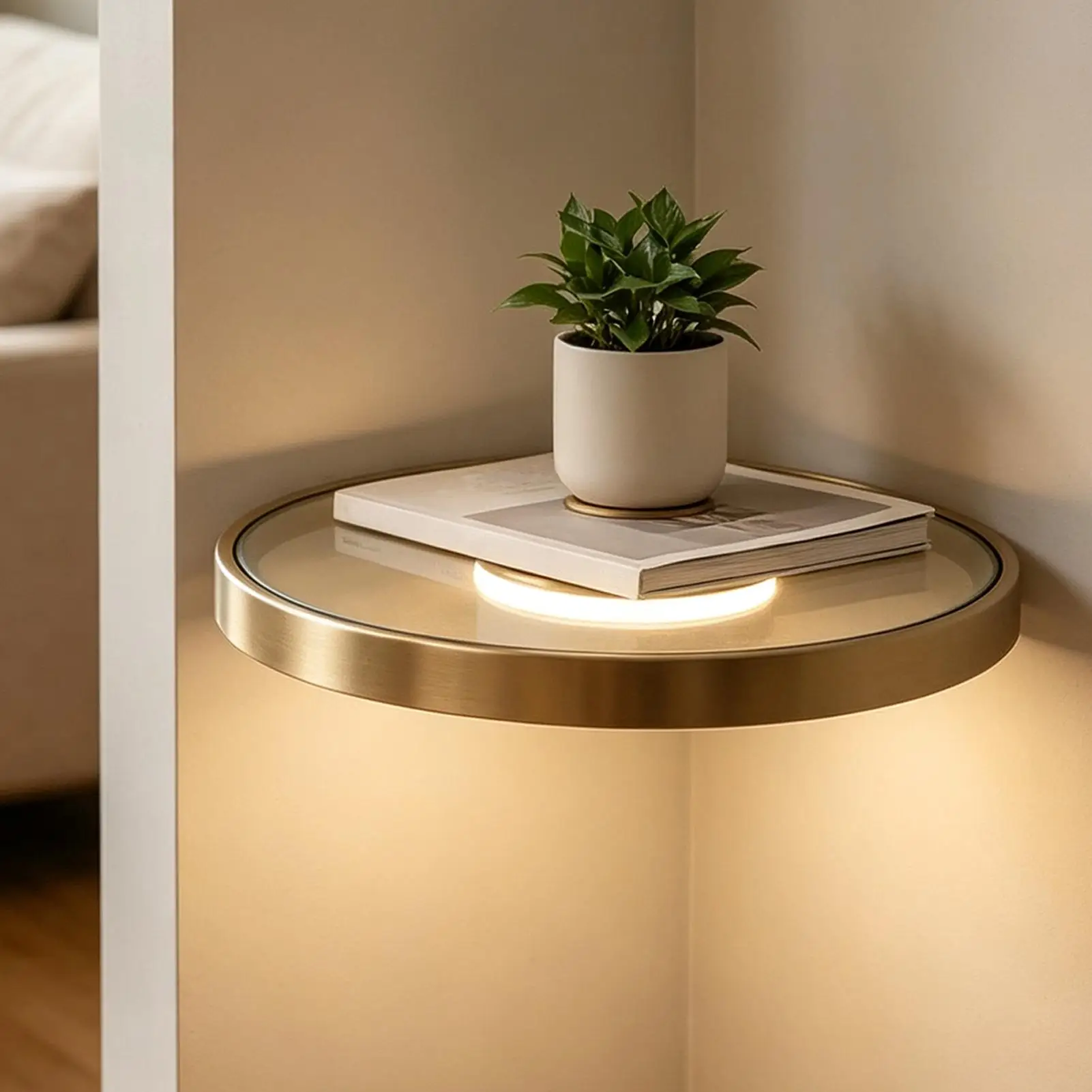 Light Up Floating Wall Shelf Vertical Storage Display Rack Wall Mounted Storage Shelf For Home Apartment Dormitory Hotel
