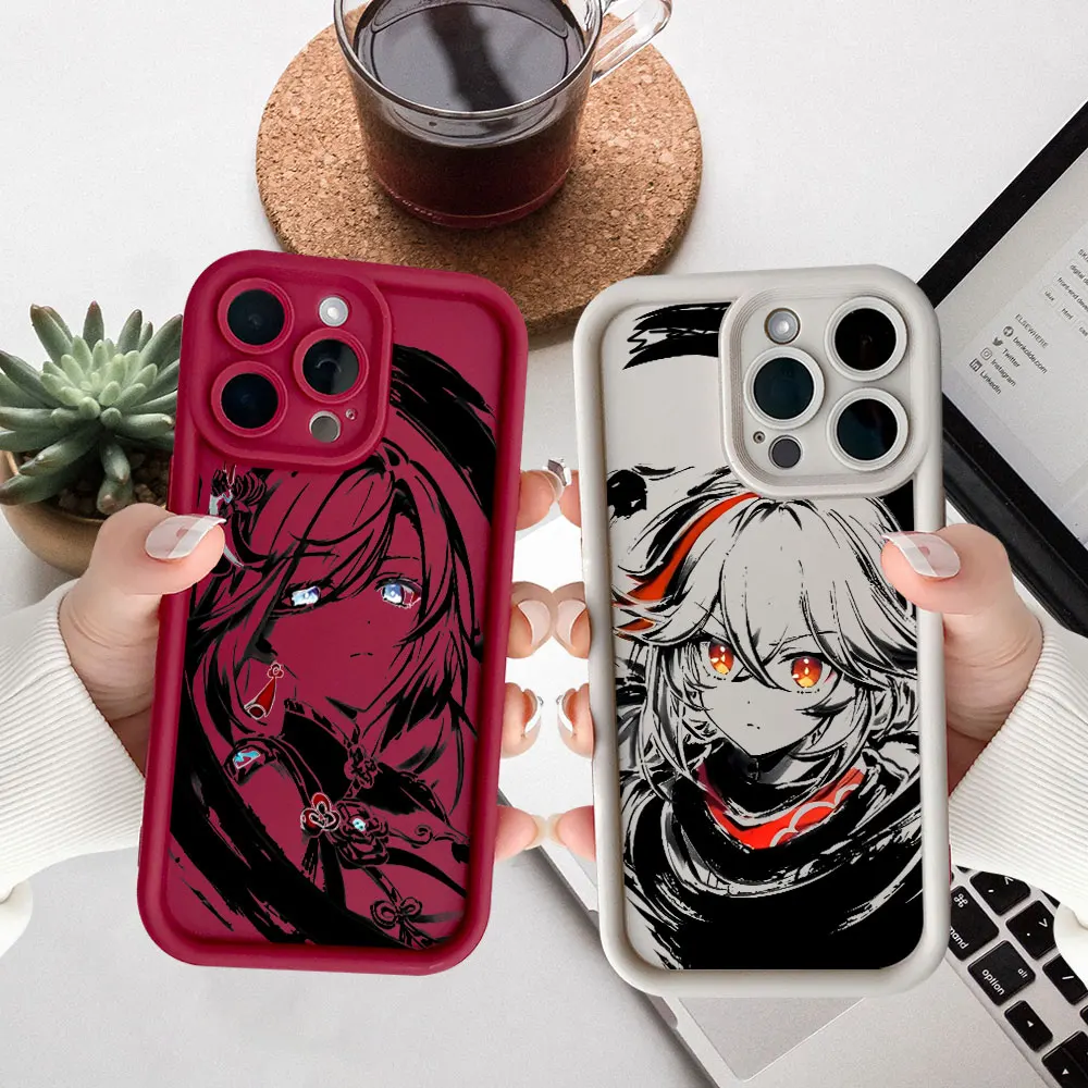 

Genshin Impact Kaedehara Kazuha Furina Phone Case For iPhone 17 Air 16 16e 15 14 Plus 13 12 11 17 Pro Max Liquid Silicone Cover