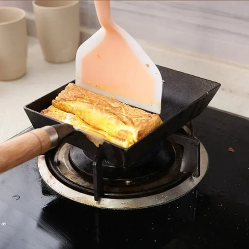 Cast iron pot Japanese Tamagoyaki egg rolls non-stick non-coating square fried eggs nonstick frying pancake pan thick egg burn