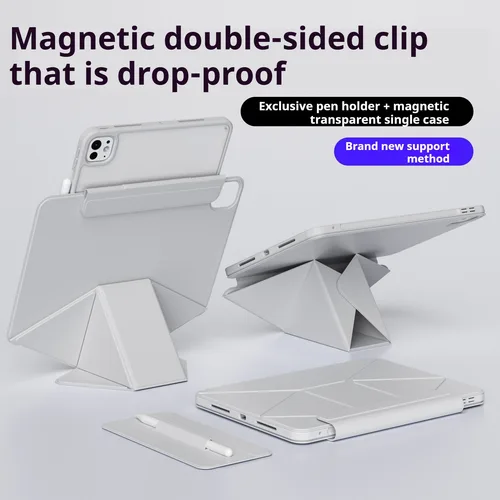 Imagen 1 del producto ZOYU para iPad 10/11a funda con soporte de altura aumentada, carcasa trasera transparente magnética iPad Pro 11 12,9 Air 4/5th 13 mini 6/7