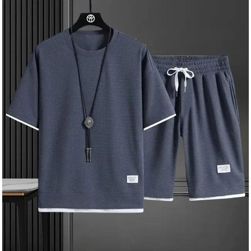 

Men's summer casual sportswear set fashion brand short sleeved T-shirt two-piece set breathable casual daily men's casual suit