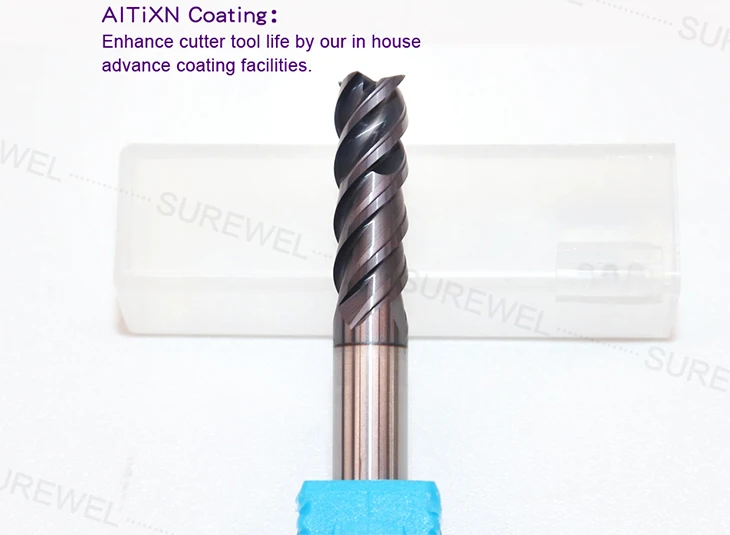 SUREWEL Vollhartmetall-Fräser 4mm 6mm 8mm 10mm 12mm Effiziente Bearbeitung Fräswerkzeug Bevorzugte Wahl für die Verarbeitung von Edelstahl – Detail 5
