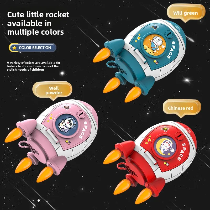

Cute Children Piggy Bank with Cartoon Sticker Multi-purpose Space Rocket Shape Cash Box Plastic Money Box Kids Gift Toy