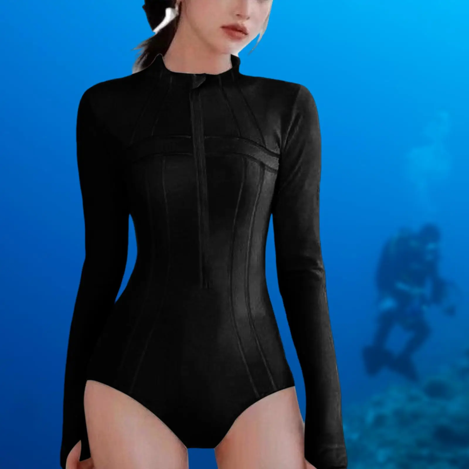 

Женский купальник с длинным рукавом, дышащий удобный купальный костюм для подводного плавания, подводного плавания, весла, посадки, плавания, путешествий
