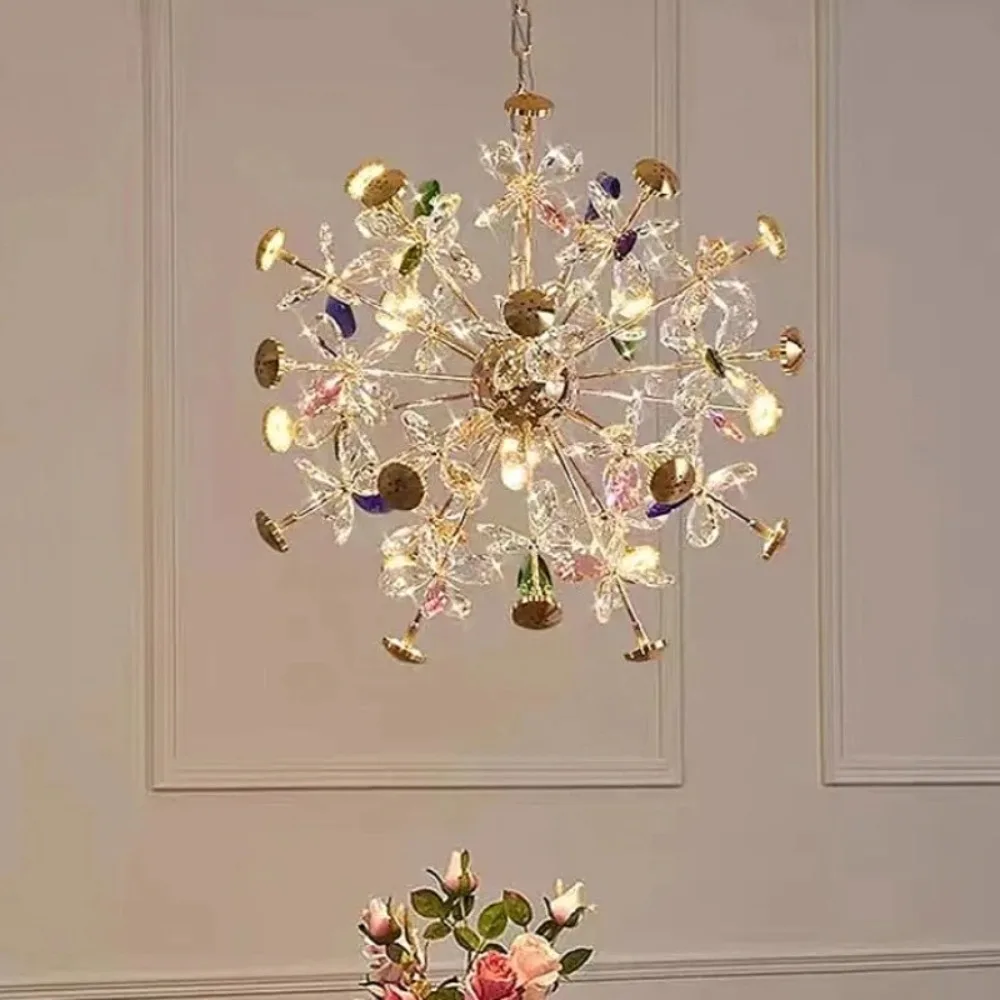 Postmodern Luxury Crystal Chandelier Light Living Dining Room Lighting Petal Warm Bedroom Hanglamp