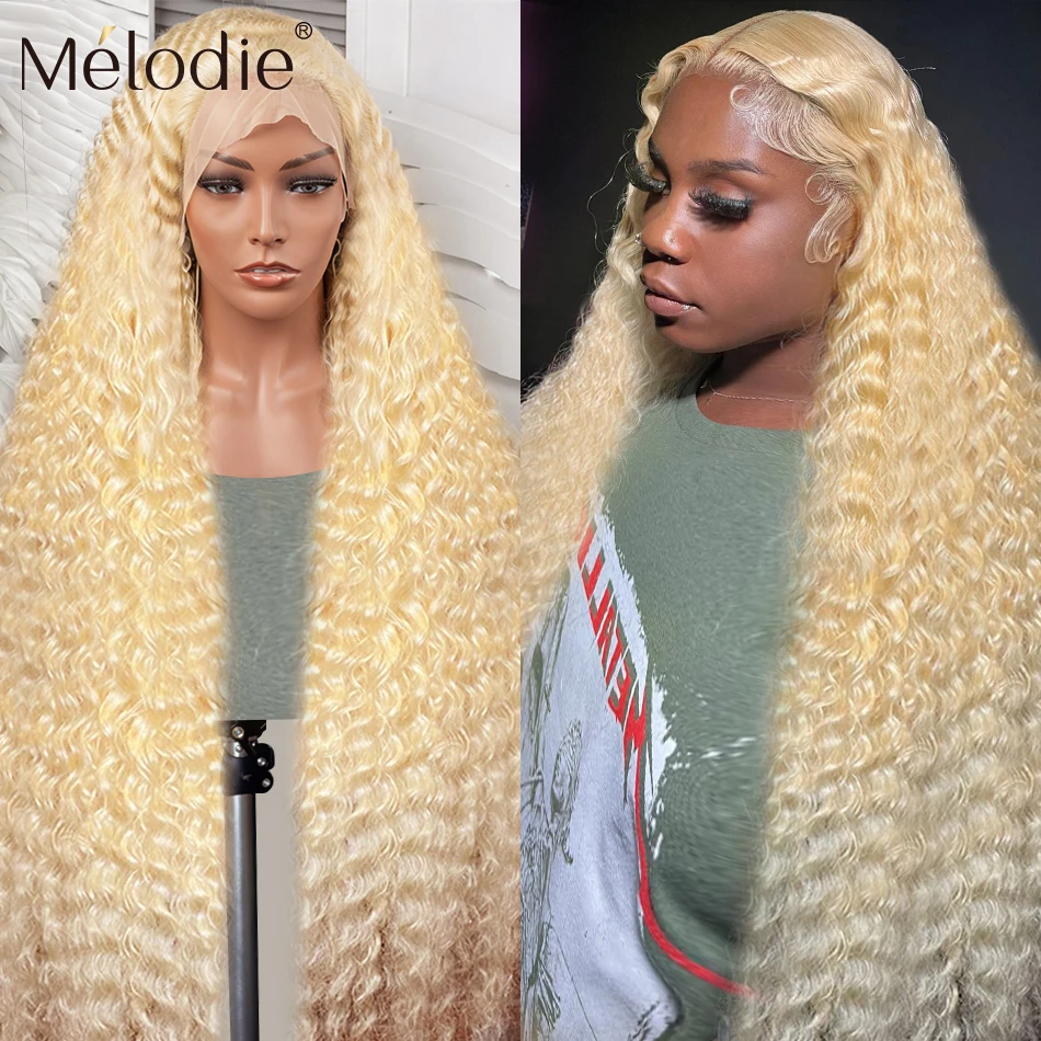 Melodie 30 40 Inch 613 Blonde Deep Wave 13x6 Lace Frontal Wig Glueless Ready To Go Curly 13x4 Lace Front Human Hair Wig 250%