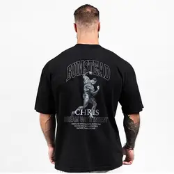 C bao-メンズ3/4ショーバックTシャツ,半袖,アメリカンスポーツ,ルーズフィット,フィットネス,ラージサイズ