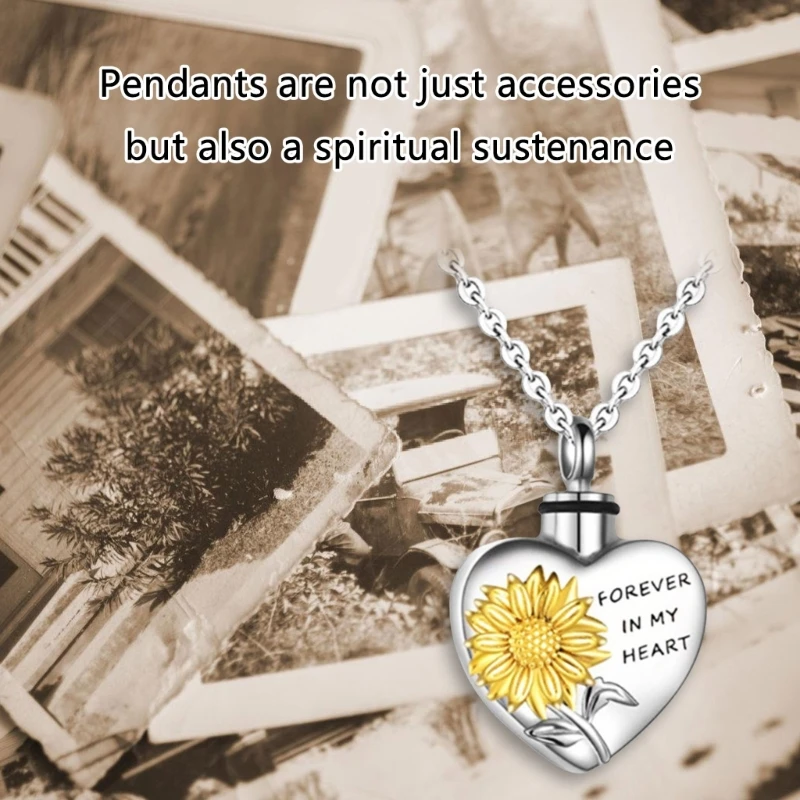 Heart Necklace Ashes Vessel Ashes Necklace for Pet Urn Carry Along Necklace Memorial Locket Urn Container Y5GB