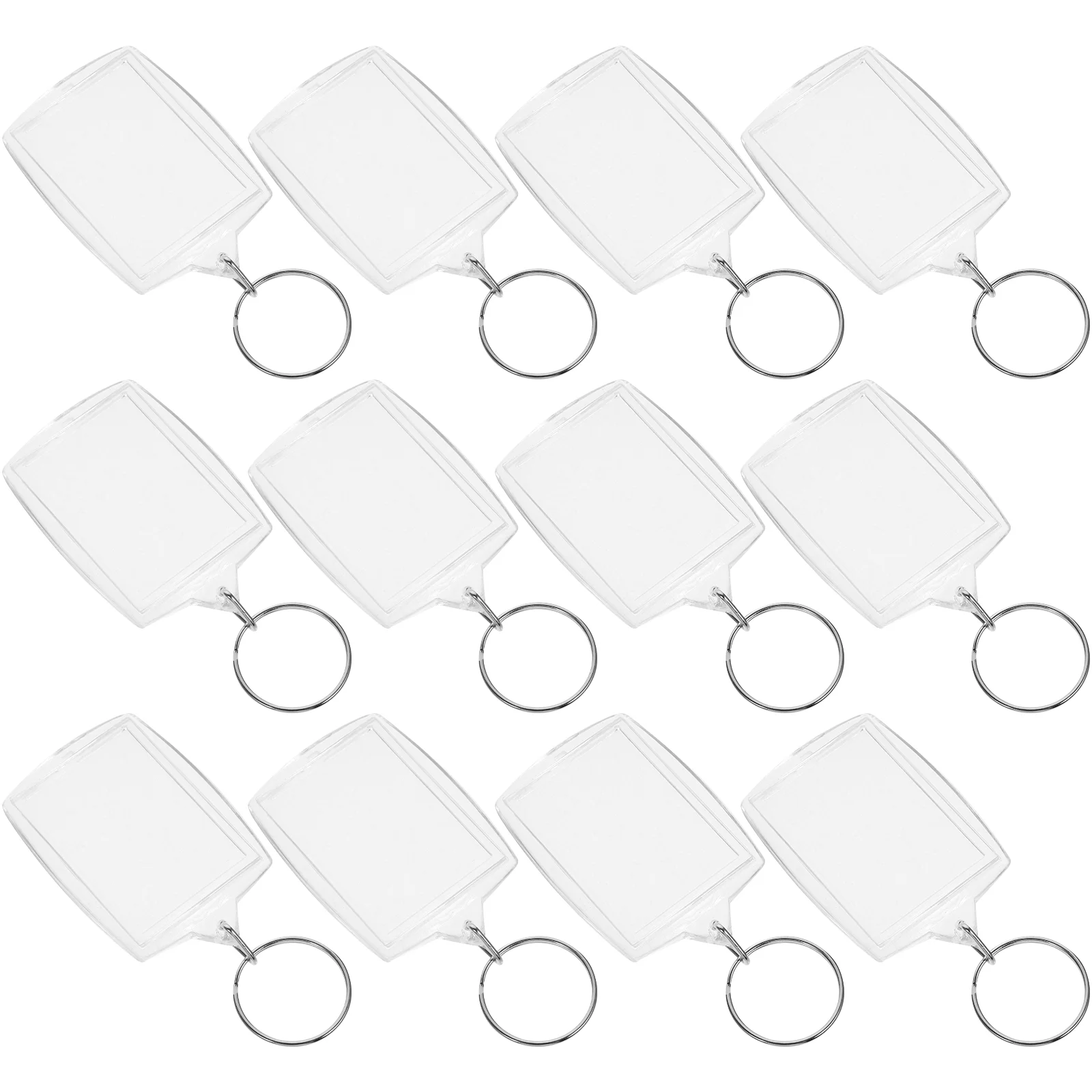 

100 Pcs Keyring Holder Photo Frame Acrylic Transparent Blank Insert DIY Split Keychain