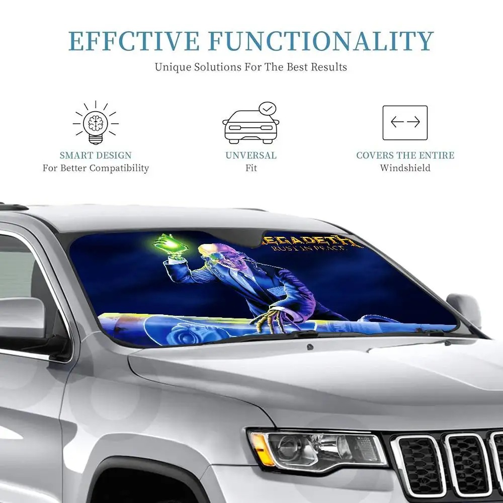 Band M-Megadeths Car Sunshade Shield Windshield Window Sun Blocker Cover Interior Protection For Truck SUV Visor Universal - view 6