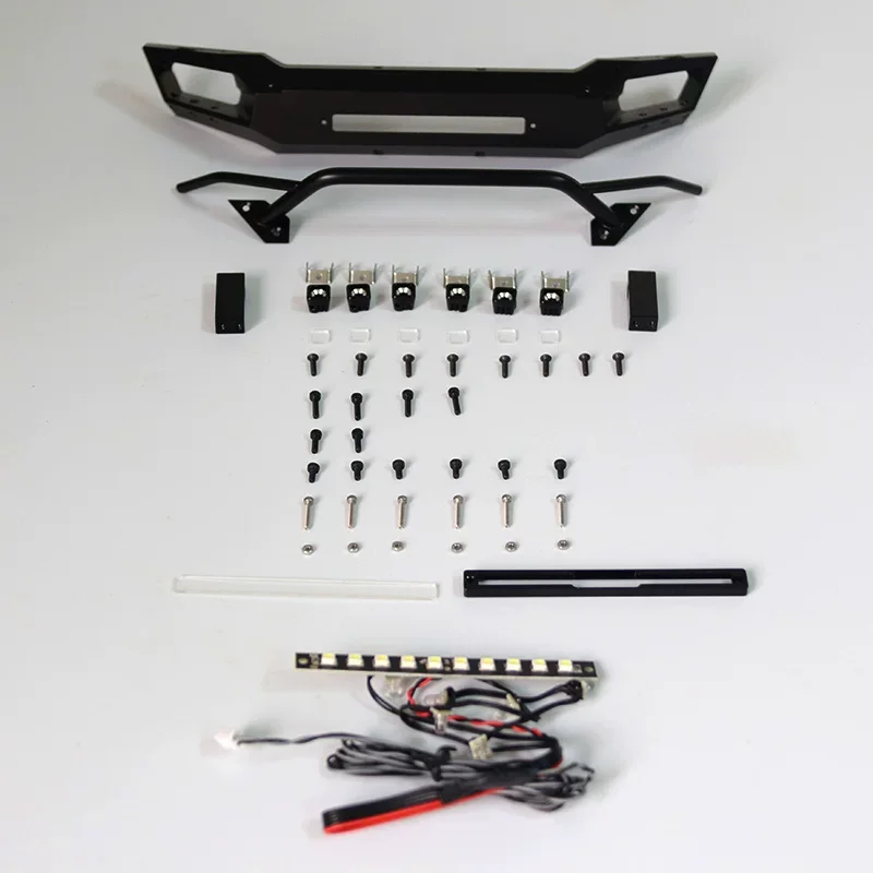 JDMODEL #0100107 Aluminum C-Type Front Bumper with Lights for 1/10 RC Crawler Pickup Truck Desert Runner F150 SCX10 TRX4