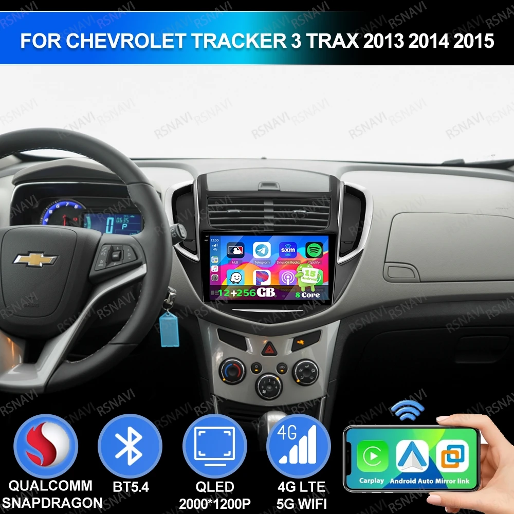 Android 15 para Chevrolet Tracker 3 TRAX 2013 2014 2015 Qualcomm unidad principal DSP Multimedia AI voz QLED GPS 4G LTE navegación BT