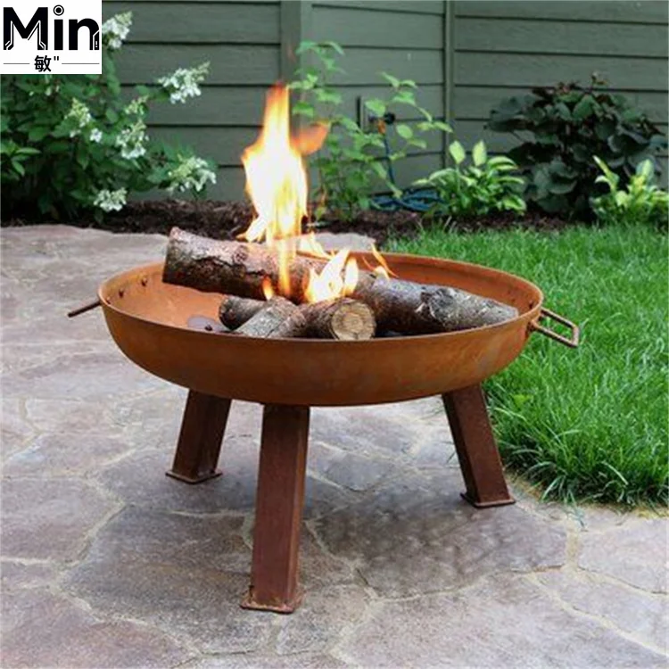 Corten Steel BBQ Fire Bowl Outdoor Fireplace Metal Fire Pit Fire Bowl for Outdoor Garden Patio Camping Bonfire