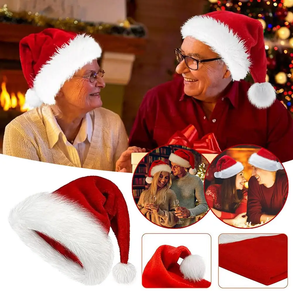 1pc Classic Christmas Hat Christmas Santa Claus Neutral Thicken Fur Party Hat For Christmas New Year's Holiday Party Decora L8v7