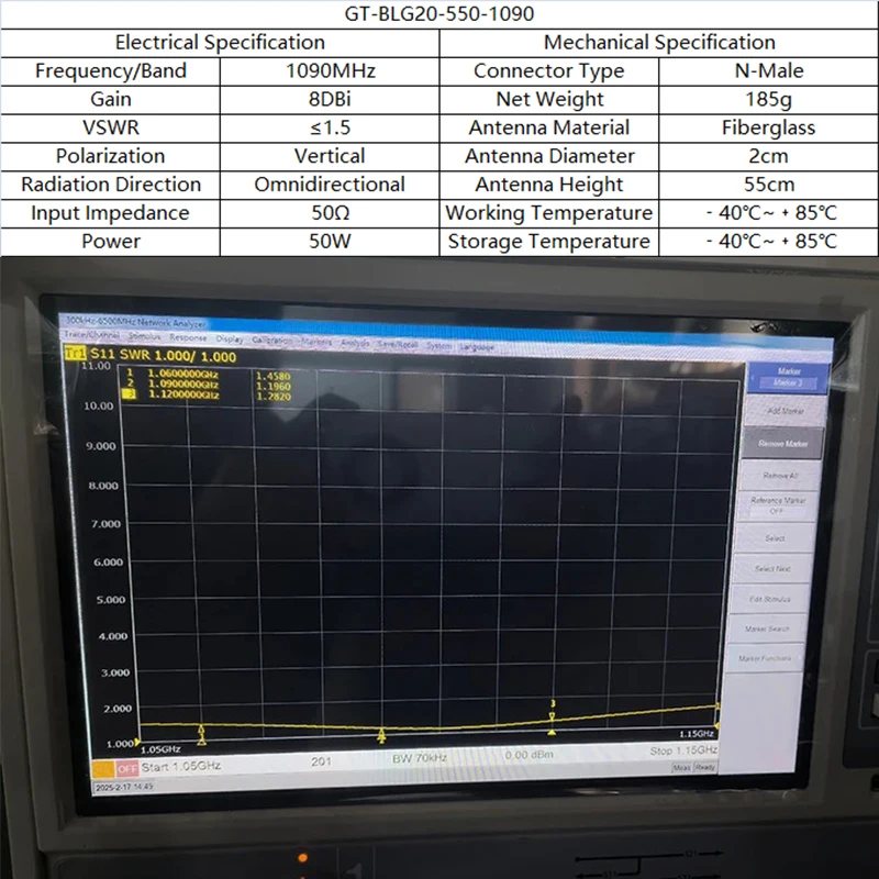 GIZONT 1090Mhz Antenne für den Außenbereich, Fiberglas-SDR-Antenne 8DBi N-Stecker für RTL-SDR Raspberry Pi Flugzeug FPV DVB-T ADS-B Empfänger – Detail 1
