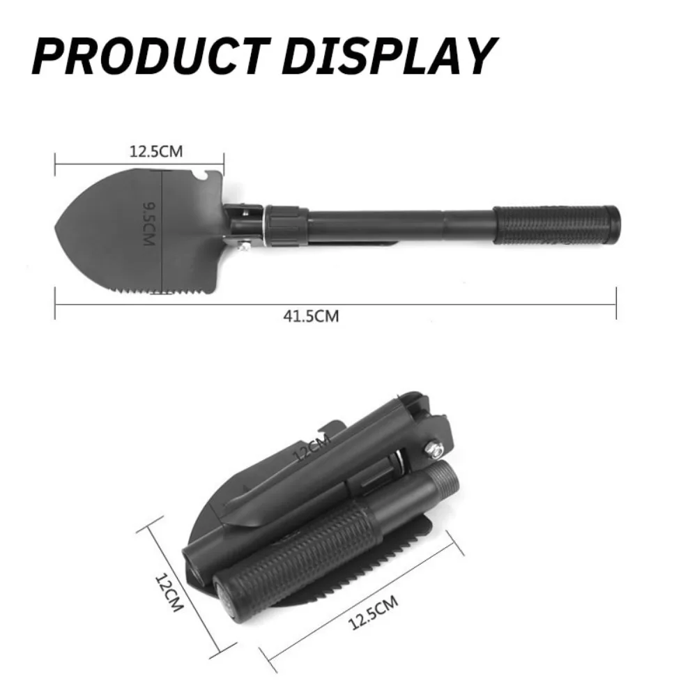 Foldable Portable Tool Truck Mounted Engineer Shovel Camping Tent Outdoor Shovel Self-defense Survival Tool Compass Storage Bag