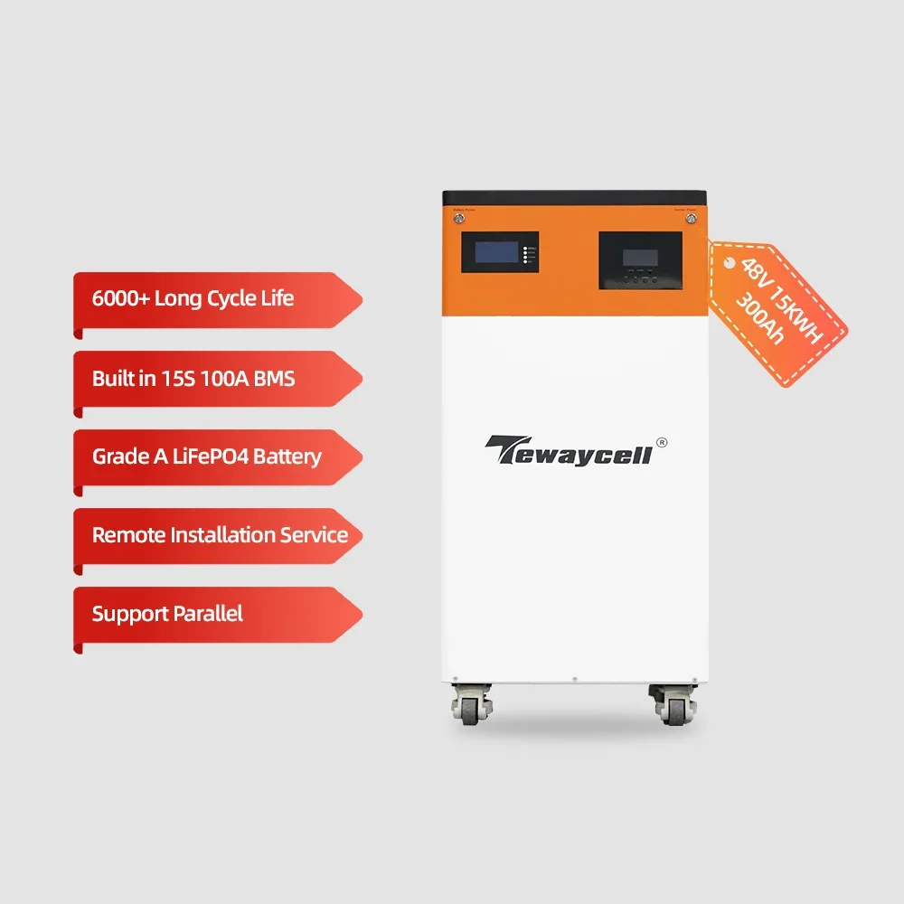 Tewaycell All-in-one 48v 300ah 15kwh lifepo4 battery solar off grid built in 5KW Inverter energy storage system