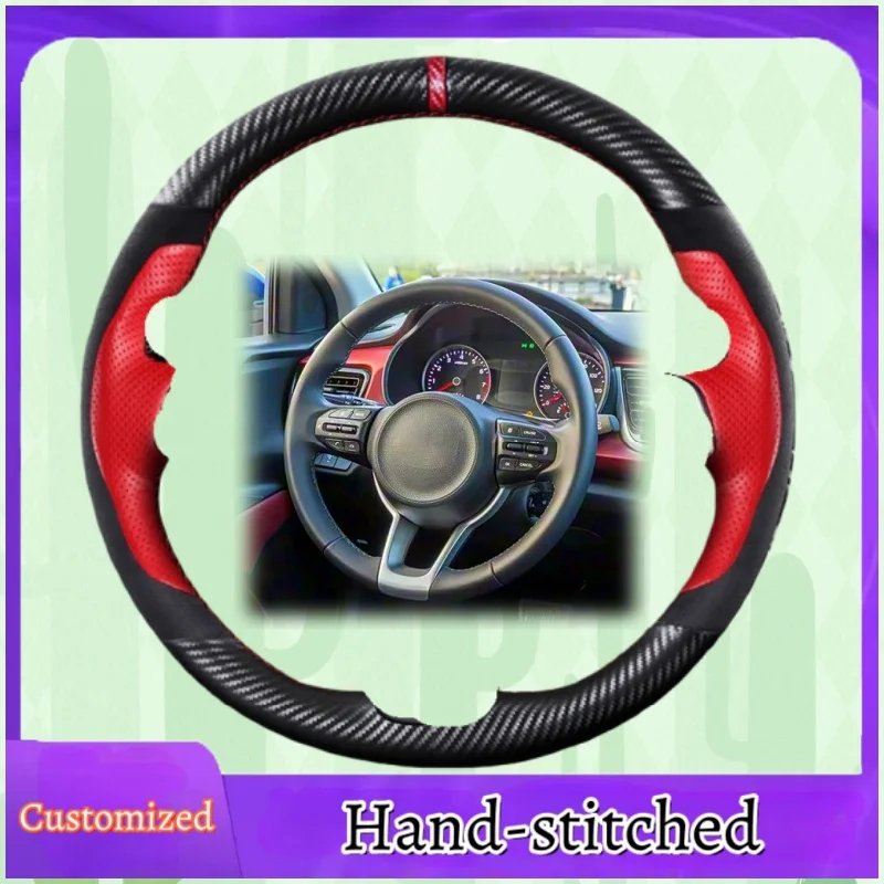 

Customized Hand-stitched Carbon Fiber Leather Steering Wheel Cover For Kia Rio 2017 2018 2019 Rio5 2019 K2 2016 Picanto Morning