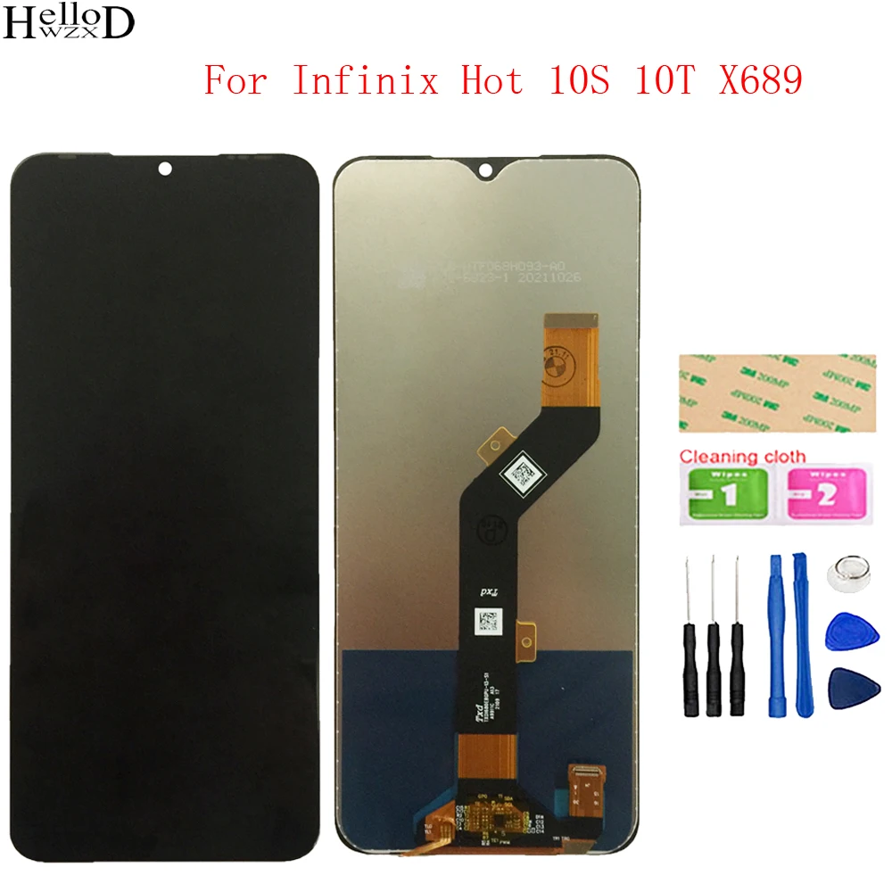 

Tested LCD Display For Infinix Hot 10S 10T X689 LCD Display Touch Screen Digitizer Assembly Replacement +Tools