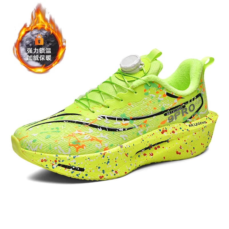 Parte superior de cuero impermeable, zapatos deportivos con forro polar para hombres, zapatos para correr ligeros con suela suave que absorben los golpes para invierno, studen