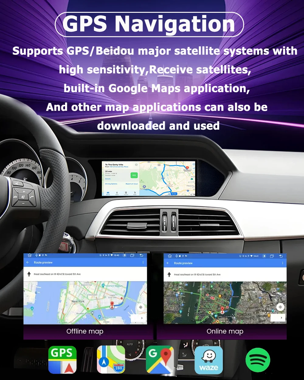 أندرويد 16 سيارة السيارات Carplay لمرسيدس بنز E Class W212 2009 - 2016 مشغل وسائط متعددة راديو ستيريو نظام تحديد المواقع والملاحة WIFI BT