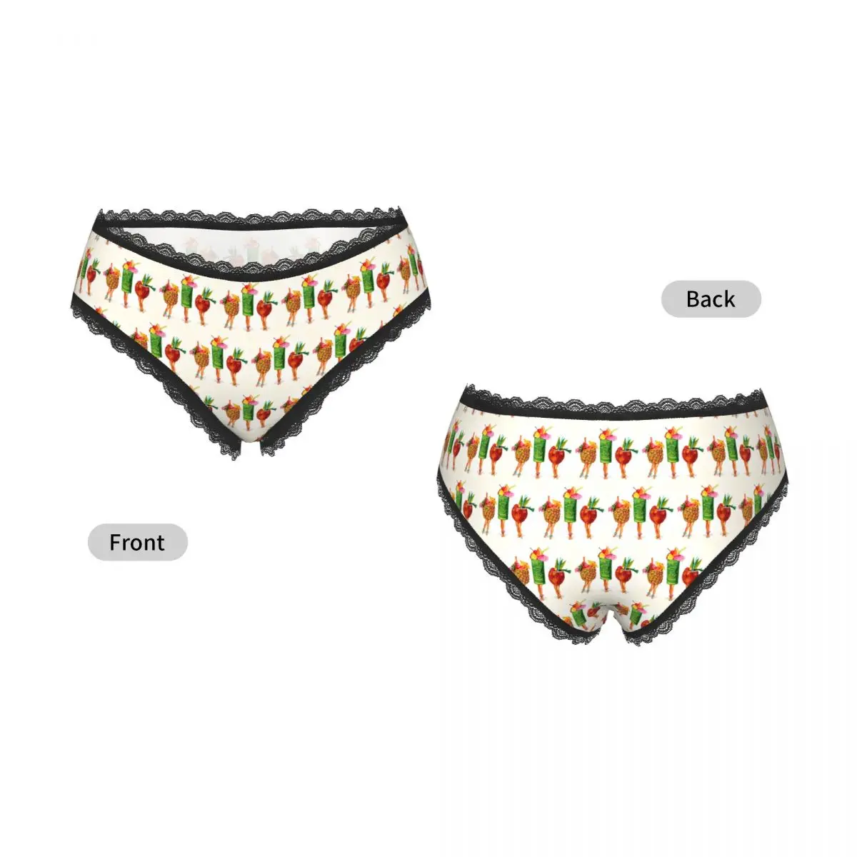 Custom Tiki Cocktail Pin-Up Panties Briefs Women's Comfort Briefs Underwear Breathable Female Underpants