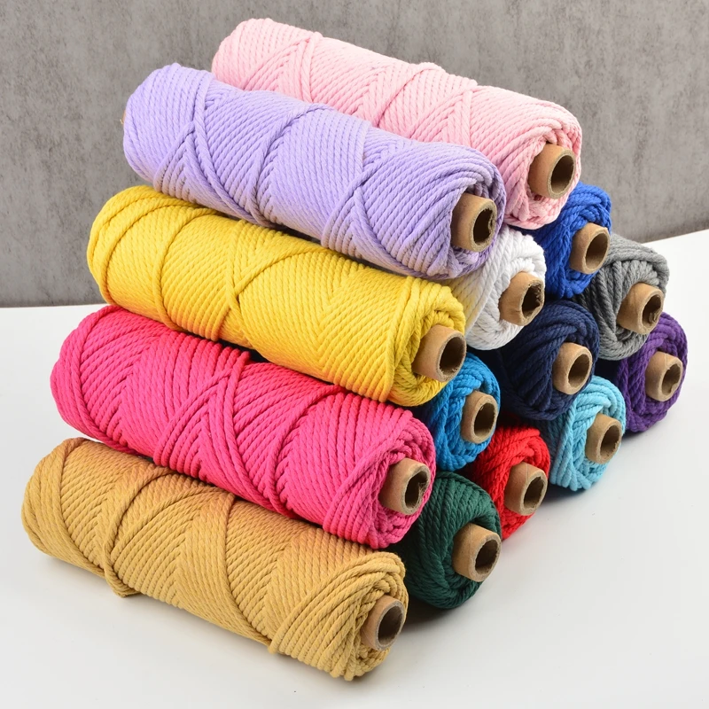 

4mm 50Meters Macrame Cotton Cord Colorful DIY Crafts Macrame Supplies Rope for Handwork Wall Hanging Tapestry Home Decoration