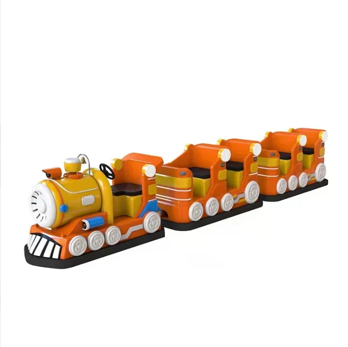 2026 Amusement Park Kid Train Ride Electric Trackless Mini Train With 3 Carriages for 12 Players