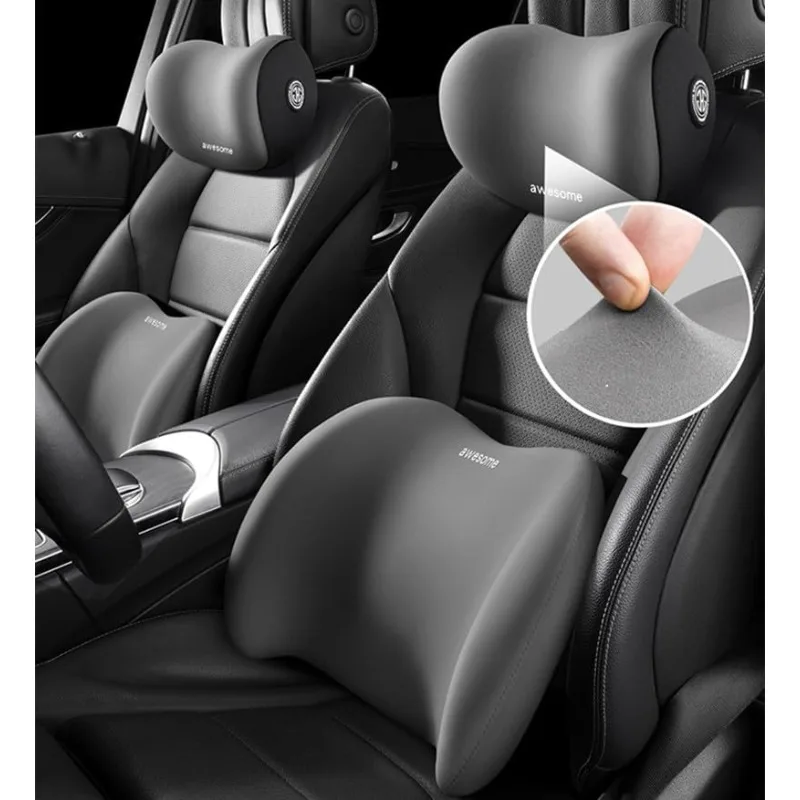 Weiche und stützende Auto-Kopfstütze und Lendenkissen, Schulterkissen, Autokissen, Lendenkissen aus Memory-Schaum für Zuhause und Auto. – Detail 6