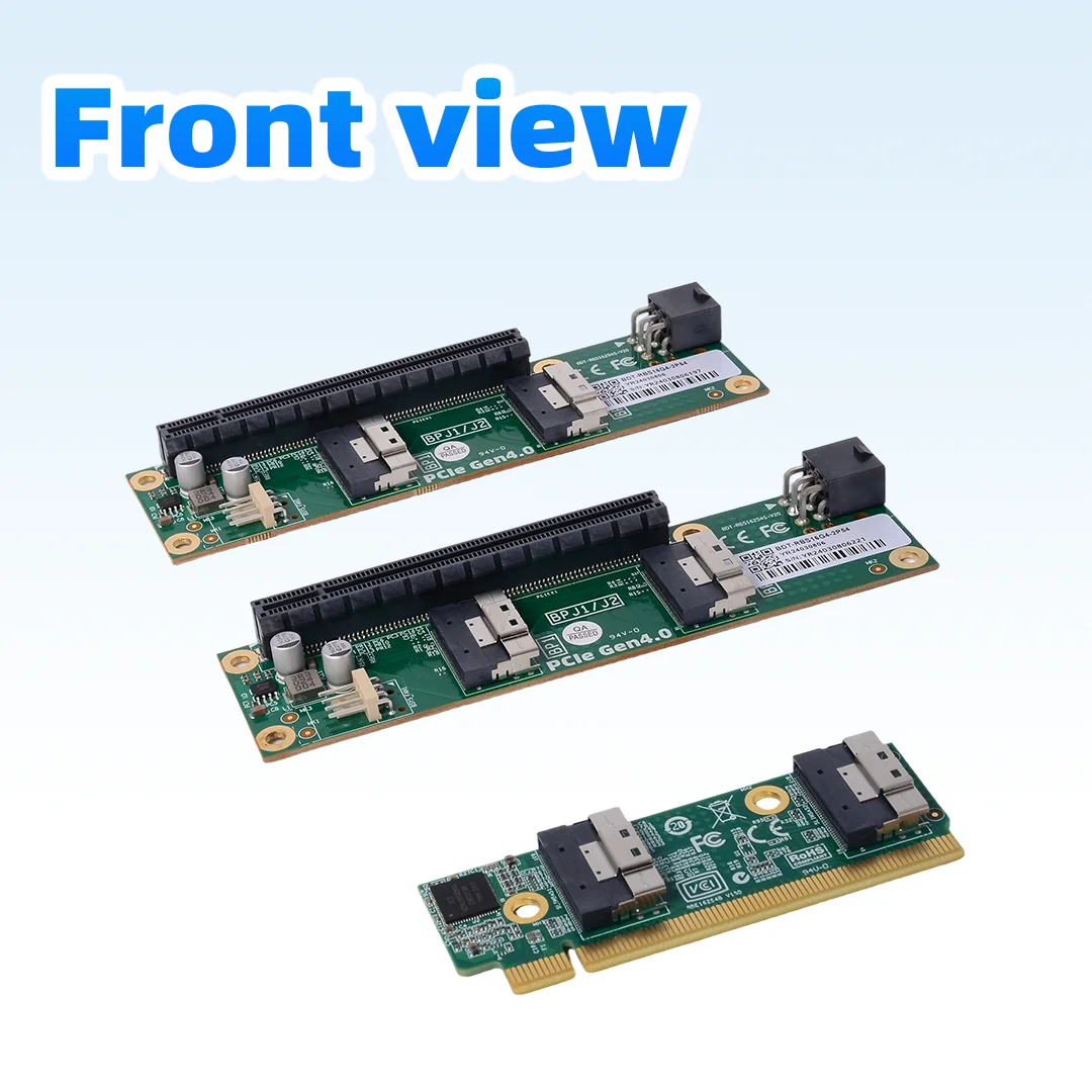 ADT-Link PCIe 4.0 8654 Adapter Card 1U ,MCIO Baseplate SlimSAS SFF-8654 8i Cable Riser Kit for eGPU Game GPU External Expansion