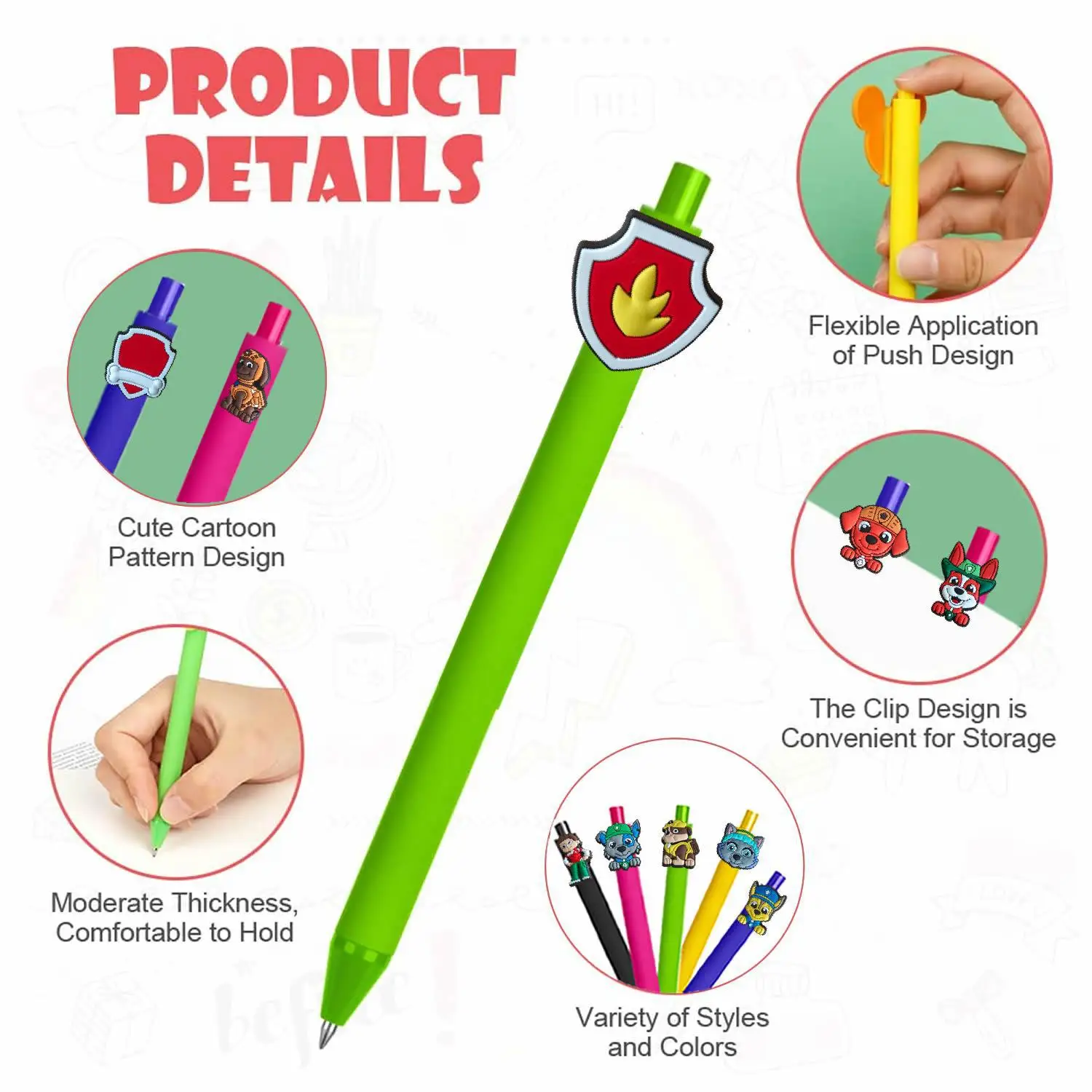 PAW Patrol Children's Cute Neutral Pen Kawaii Kid's Birthday Color Gift Cartoon Anime Merchandise Go To School Student Equipment