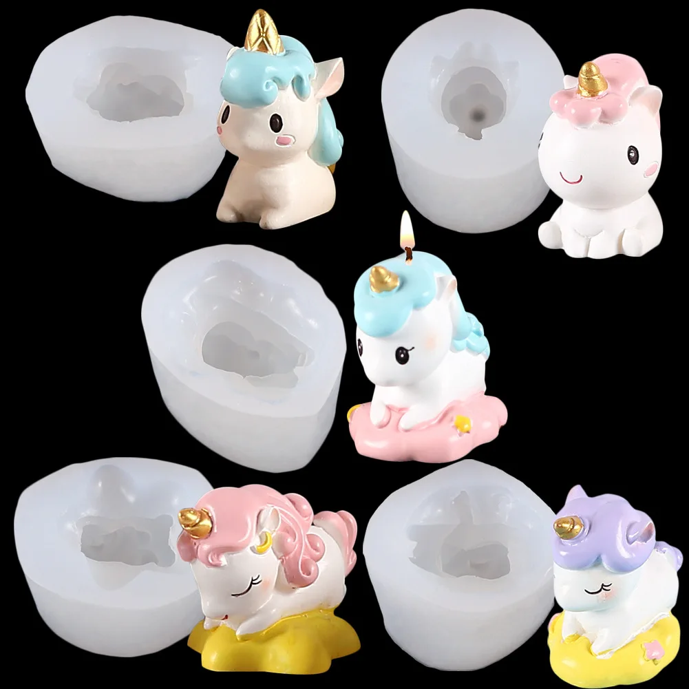 

3D Cute Unicorn Candle Silicone Mould Animal Series Candle Shape Handmade Pastry Chocolate Cake Baking Mould Tools Home Crafts